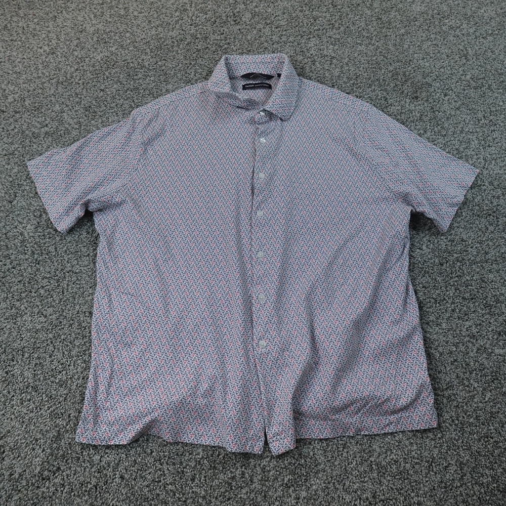 Hart Schaffner Marx Shirt Mens XL Anchor Nautical Print Short Sleeve Button Up